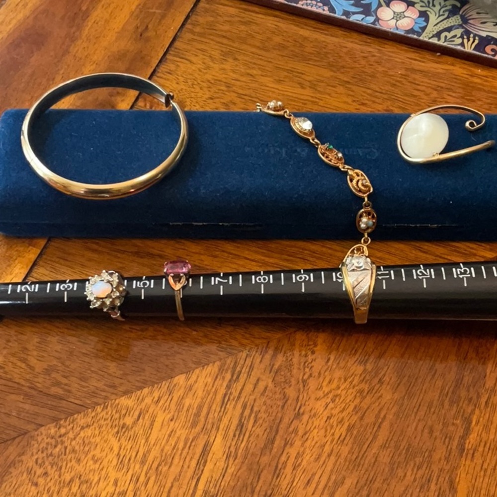 Bundle Gold plate, gold filled 3 rings, 2 bracelet, 1 slide pendant